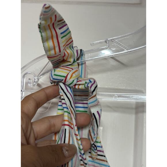 Target Pride Rainbow Striped Gender Inclusive Linen Babydoll Dress Sz L Festival - Picture 2 of 7